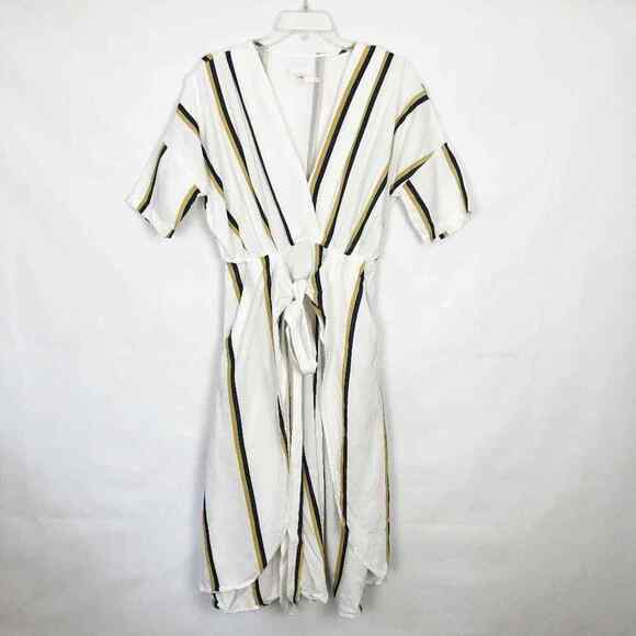 Sancia Anika Linen Blend Striped Midi Dress Size Small - Picture 2 of 16